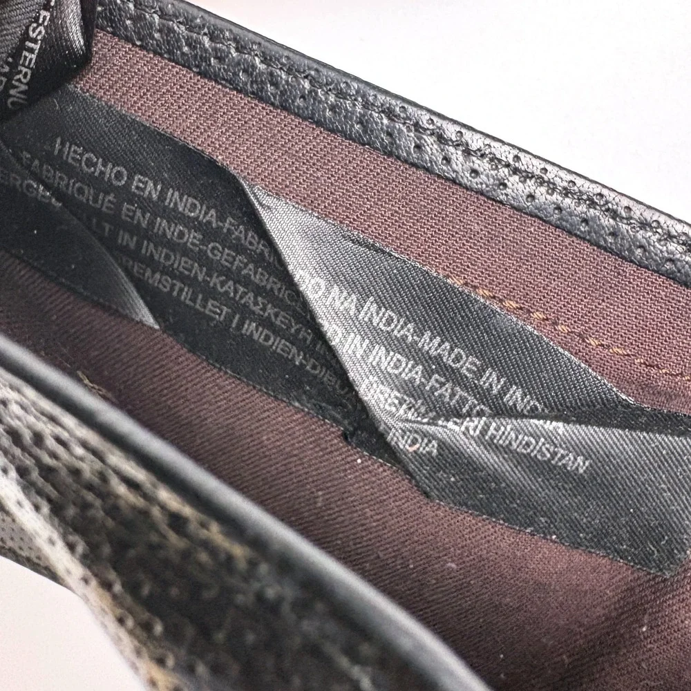 VTG Massimo Dutti BiFold Leather Wallet Perforated Black Sport Driving Snap Coin